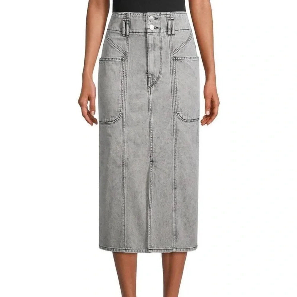 New Isabel Marant Étoile Toria Denim Skirt in Light Grey Size 34